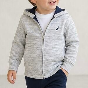 Nautica Boys Expedition Sherpa Full Zip Hoodie Gray Navy Size 4 NWT